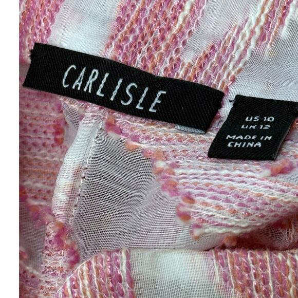 CARLISLE new york light blush pink abstract semi sheer gauzy modern blouse top - Picture 6 of 12